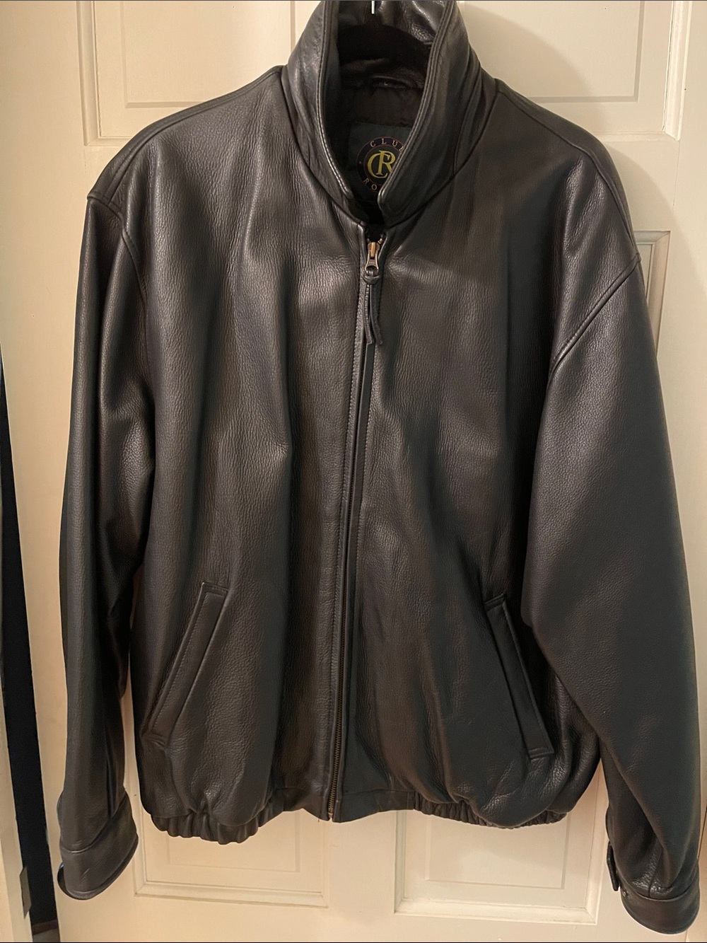 Heavy Duty Club Room Black Leather Vintage Bomber Jacket